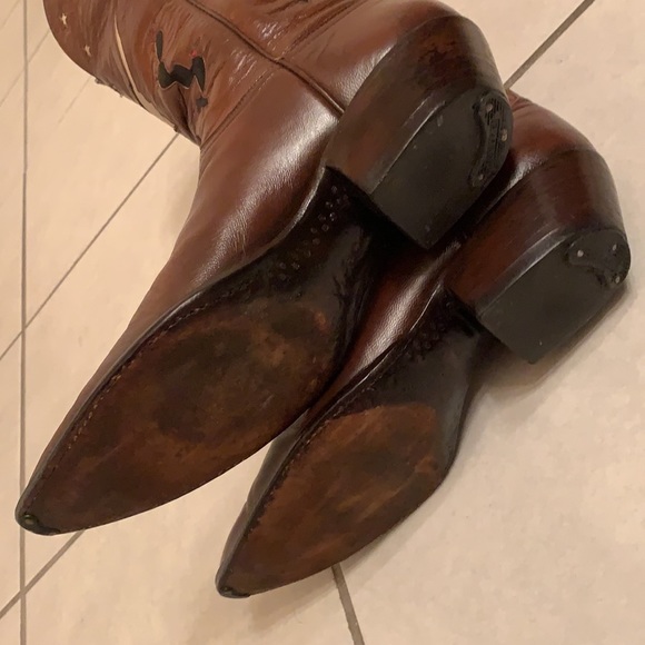 Rare vintage Lucchese pointy toe cowboy boots 9B Texas Billy Martin design - Picture 6 of 9